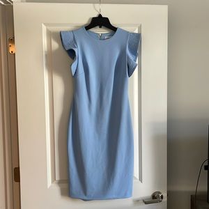 Calvin Klein Ruffle Shoulder Sheath Dress